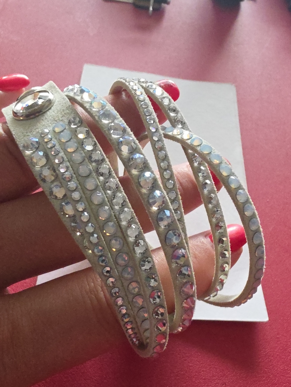 Swarovski Crystal Wrap Bracelet in White with Iridescent Stones